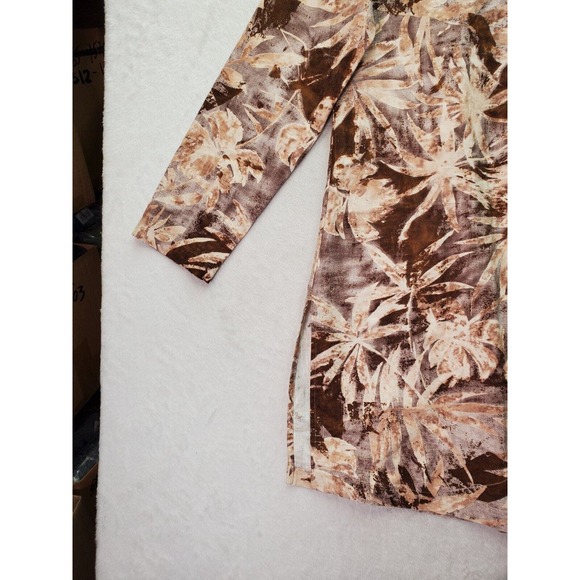 Coldwater Creek Jacket Womens Medium Brown Floral Linen Long Sleeve Button Front - Picture 7 of 10